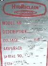  HYDRECLAIM Repelletizer, Model 6 / 3.5" dual diameter,